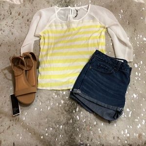 Lauren Conrad Sheer Stripe Baseball Tee Size Small